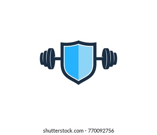 Barbell Shield Icon Logo Design Element
