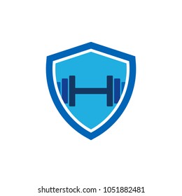 Barbell Shield Logo Icon Design