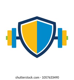 Barbell Shield Logo Icon Design