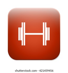 Barbell sign icon. Muscle lifting button. 