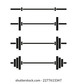 Barbell silhouette icon set simple design