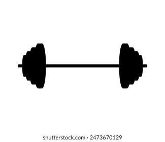 Barbell silhouette isolated on white background. Barbell icon vector illustration design.