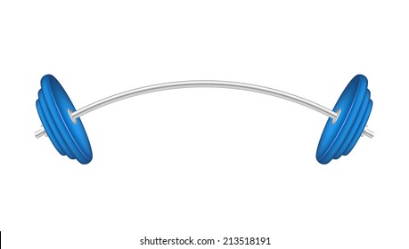 Barbell in silver and blue design 