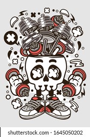 Barbell Skull Head Vector Design
