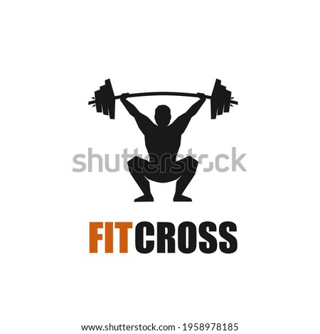 Barbell snatch, weightlifting, functional sport. Silhouette of a man with a barbell
