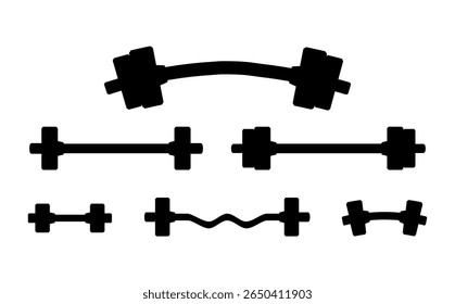 Barbell solid icon. Silhouette barbel icon