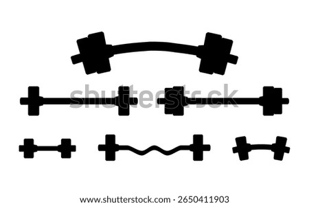Barbell solid icon. Silhouette barbel icon