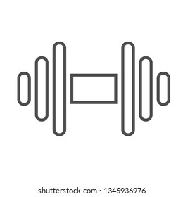 barbell sport icon. vector outline illustration on white background.