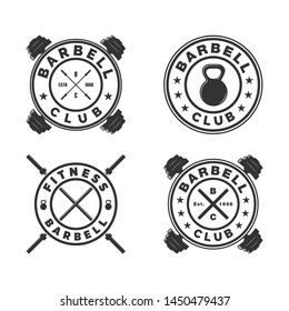 barbell sport logo. vintage and badge concept