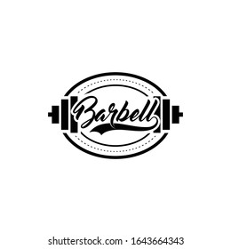 barbell sport logo. vintage and badge concept
