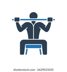 Ícone de exercício Barbell Squat isolado no fundo branco