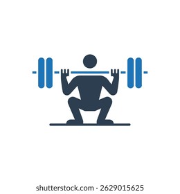 Barbell Squat Exercise Icon Isolated On White Background