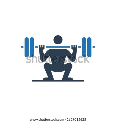 Barbell Squat Exercise Icon Isolated On White Background