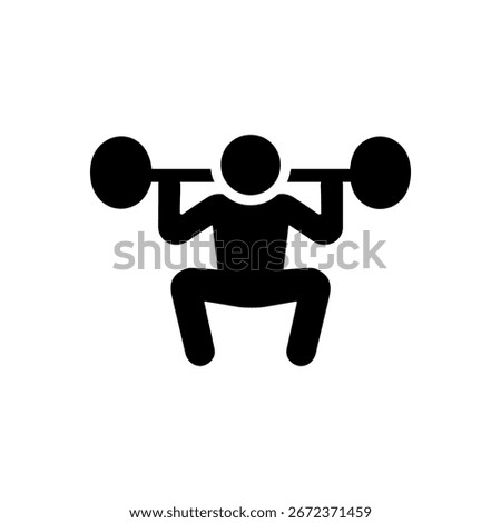 Barbell Squat Exercise Icon Isolated On White Background