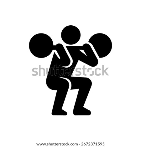 Barbell Squat Exercise Icon Isolated On White Background