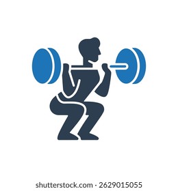 Barbell Squat Training Icon Isolated On White Background