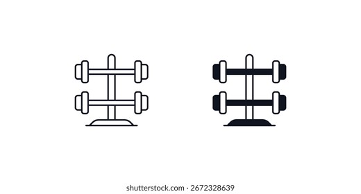 Icono de soporte de Barbell con fondo blanco Vector Ilustración de stock