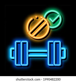 Barbell Supplements neon light sign vector. Glowing bright icon sign. transparent symbol illustration