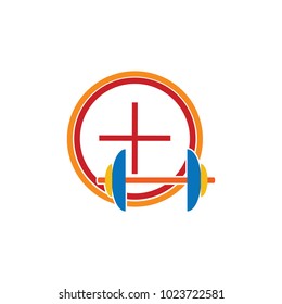 Barbell Target Logo icon design