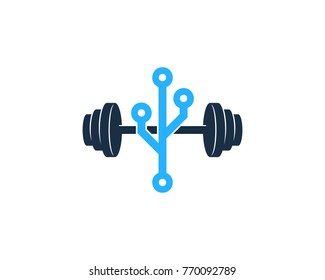 Barbell Tech Icon Logo Design Element