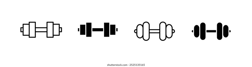 Barbell thin line vector icon collection