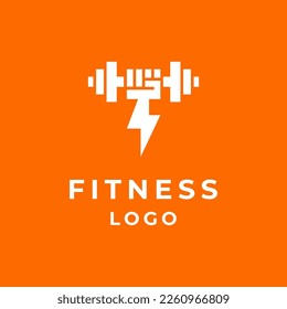 barbell and thunder for fitness and gym logo	