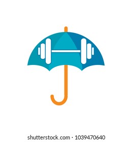 Barbell Umbrella Logo Icon Design