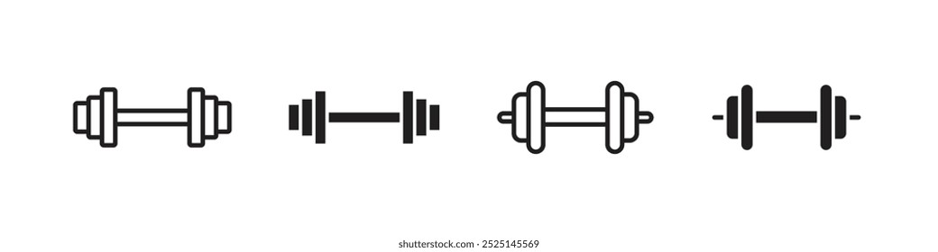 Barbell vector filled and outlined icons collection