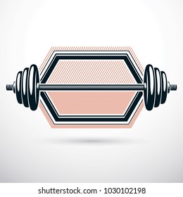 Barbell vector illustration isolated on white. Weight-lifting gym symbol.
