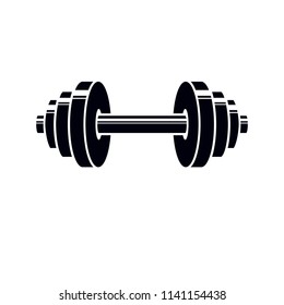 Barbell vector logo, stylized illustration.