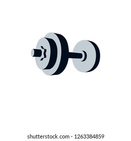 Barbell vector logo, stylized illustration.