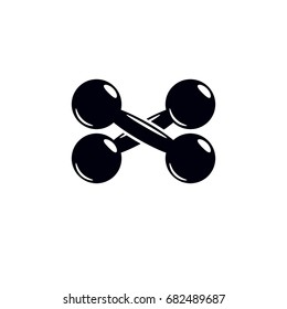 Barbell vector logo, stylized illustration.