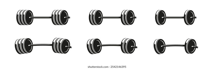 Barbell Vektor Vintage-Symbole. Klassische Hanteln im Retro-Stil