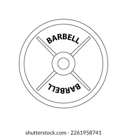 Barbell Weight Plate Outline Icon Illustration on Isolated White Background