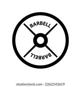Barbell Weight Plate Silhouette. Black and White Icon Design Element on Isolated White Background