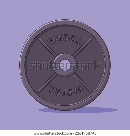 Barbell Weight Plate Vector Icon Illustration with Outline for Design Element, Clip Art, Web, Landing page, Sticker, Banner. Flat Cartoon Style