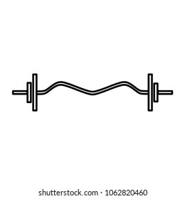 Barbell weight training equipment flat vector icon line art for exercise apps and websites