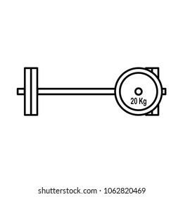 Barbell weight training equipment flat vector icon line art for exercise apps and websites