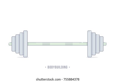 Barbell weight training equipment. Flat vector icon for apps and websites.  Realistic cartoon style.