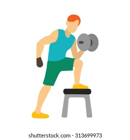 barbell weight training man vector.