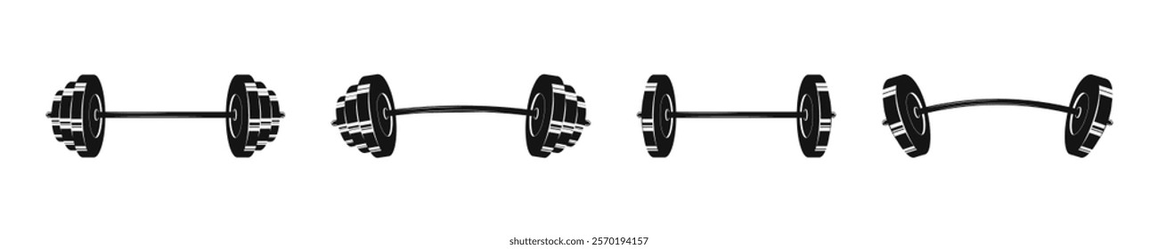 Barbell Weightlifting Equipment Vector Icon Set