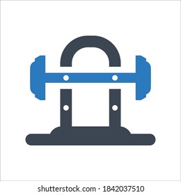 Barbell weightlifting icon. Vector icon
