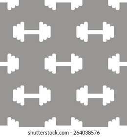 Barbell white and black seamless pattern for web design. Vector symbol