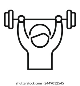 Barbell up worker icon outline vector. Stress skills therapy. Respiration learning