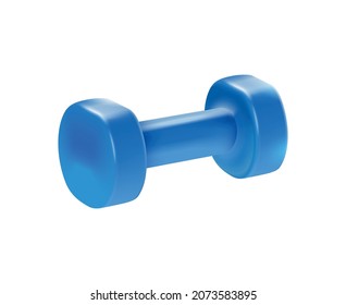 Barbells Hanbells Fitness-realistische Komposition mit isoliertem Bild von hellblauer Hantel, Vektorgrafik