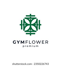 barbells and leaves for fitness and health logo