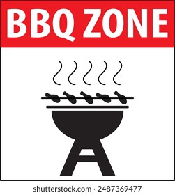 Barbeque area, bbq zone sign notice vector