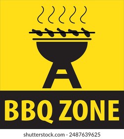 Barbeque area, bbq zone sign notice vector