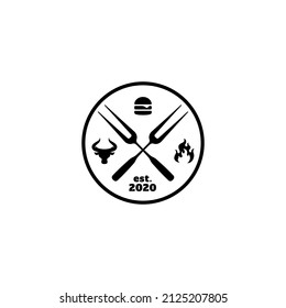 barbeque bar logo stamp. Burger emblem logo. Steak logo emblem
