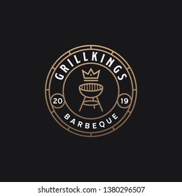 Barbeque or Barbecue grills logo design inspirations for restaurant, labels, emblem, flyer, sticker, branding or sign company in classic vintage badge retro style